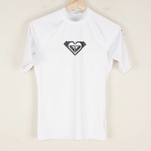 Roxy Whole Hearted Short Sleeve Swim Rashguard Womens Sz M